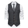 thumbnail image 2 of ZCFZJW Men's Suit Vest Formal Wedding Slim Fit Single-Breasted Sleeveless V-Neck Have Pockets Solid Dress Wedding Waistcoat Prom Tuxedo #14-Dark Gray M, 2 of 9