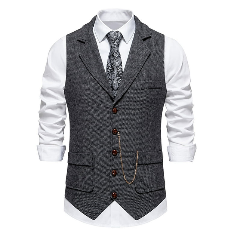 YLSDY Men's Vintage Herringbone Waistcoat Steampunk Gothic
