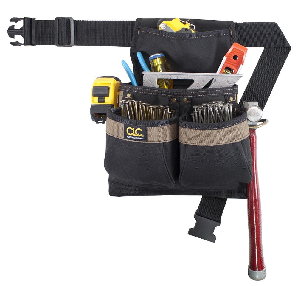 ClcPK1836 5 Pocket Drywall Bag with Removable Clip