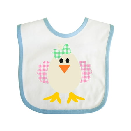 

Inktastic Cute Easter Chick in Pink Plaid with Bow Gift Baby Boy or Baby Girl Bib