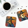 thumbnail image 4 of Lsque Abstract Funny Duck Pattern 4" Drink Coasters Set of 4, PVC Leather Absorbent Coasters, Table Coaster Set Decorative Coffee Cup Coasters Housewarming Gift -Square, 4 of 6