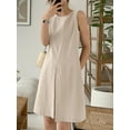 thumbnail image 5 of ZANZEA Women Sleeveless Crew Neck Dress Back Button Loose Knee Length Dress, 5 of 6
