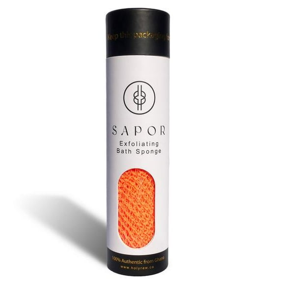 SAPOR - Ghanaian Exfoliating Body Bath Sponge - Pastel Orange | Holy Raw