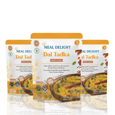 Meal Delight Yellow Dal Tadka, Split Lentil Curry, 10 Ounce (Pack of 3) Ready to Eat in 90 Seconds No Preservatives, Shelf Stable, No Artificial Colors or Flavors