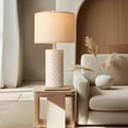 thumbnail image 5 of 23" Modern Ceramic Table Lamp Set of 2, Table Lamps for Living Room, Rustic Farmhouse Bedside Lamps Nightstand lamp for Bedroom, White Desk Lamp for End Table Home Decor Beige, 5 of 9