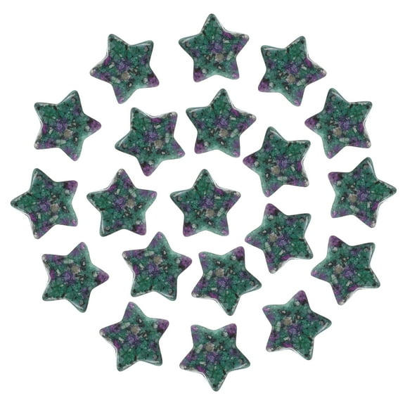 Uxcell 20 Pcs Natural Star Crystal Stone, 0.8 Inch Polished Star Gemstone Crystal Bulk, Pocket Rock Worry Stones for Women Gifts Meditation, Zoisite