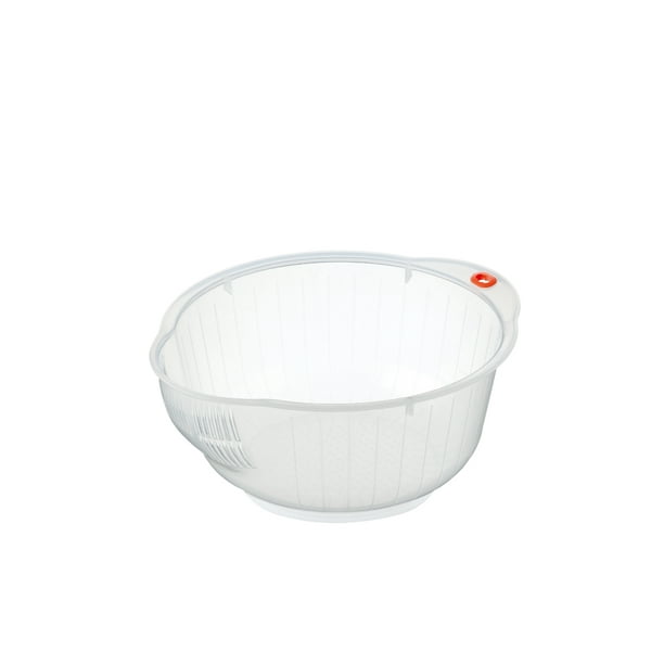 Inomata Japanese Rice Washing Bowl with Strainer, 2Quart Capacity