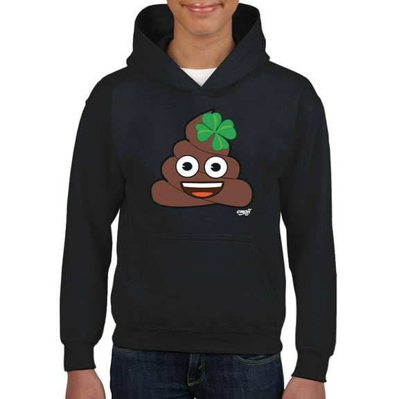 Lucky Poo Emoji - Fun Clover Charm Design Youth's Hoodie