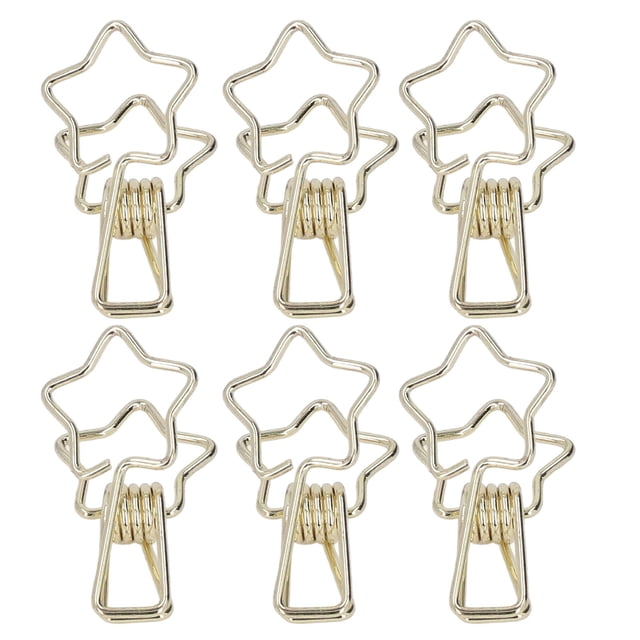 Star Binder Clips, Sturdy Metal Strong Clamping Simple Style Multi Purpose Wire Binder Clips for Bags Gold,Silver