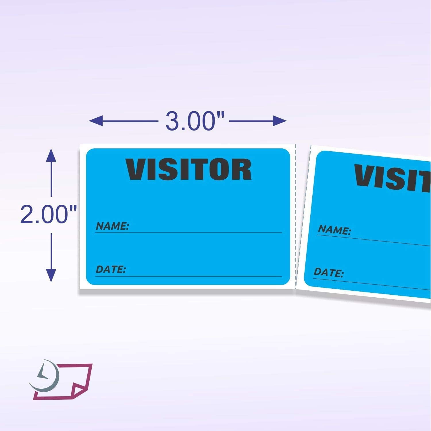 3 x 2 Fluorescent Color Visitor Labels Pass, 500 Per Roll Blue