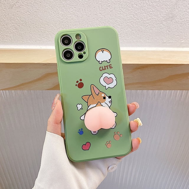 Cute 3D Cartoon Peach Corgi Dog Buttocks Case For iPhone 6 6S 7 8 Plus X XS XR SE 11 12 13 14 Pro Max Mini Soft Silicone Cover xuanjing unisex