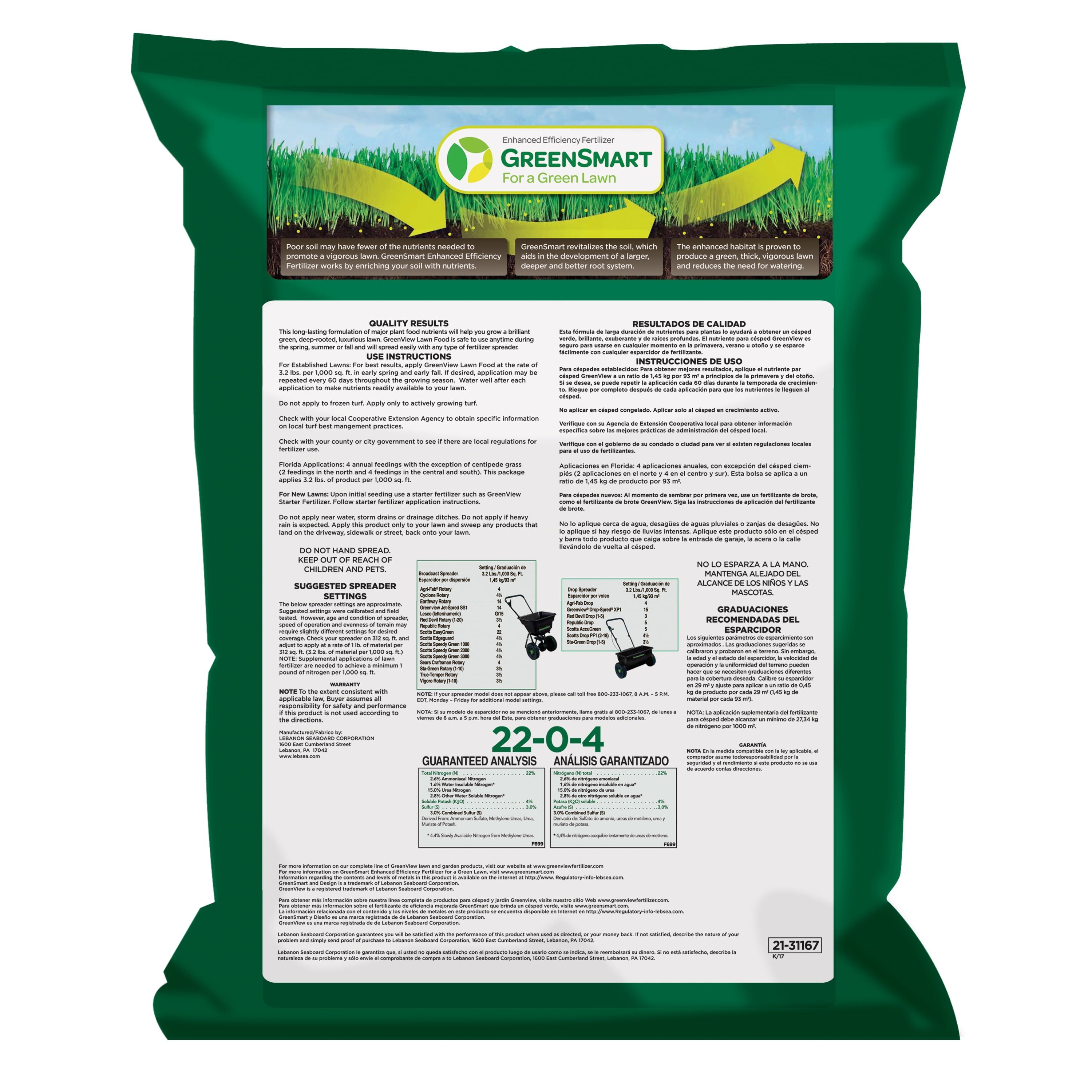 GreenView Lawn Food Fertilizer with GreenSmart - 48 lbs. - Covers 15,000 Sq. ft.