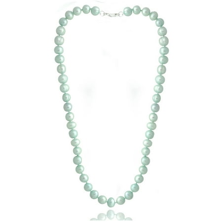 Blue Freshwater Pearl - 8-9mm Light Blue Freshwater Cultured Pearl Necklace, 18