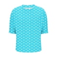 thumbnail image 6 of HongQid Womens Summer Tops Short Sleeve with Pocket Crew Neck Shirts Loose Casual Tshirts Polka Dots, 6 of 7