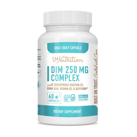 DIM Supplement 250mg (60 Capsules, 2-Month Supply) With BioPerine, Sulforaphane, Dong Quai, Vitamin D, Organic Alfalfa, Broccoli - Menopause, Hormone Balance, Hormonal Acne Support* - Gluten-Free