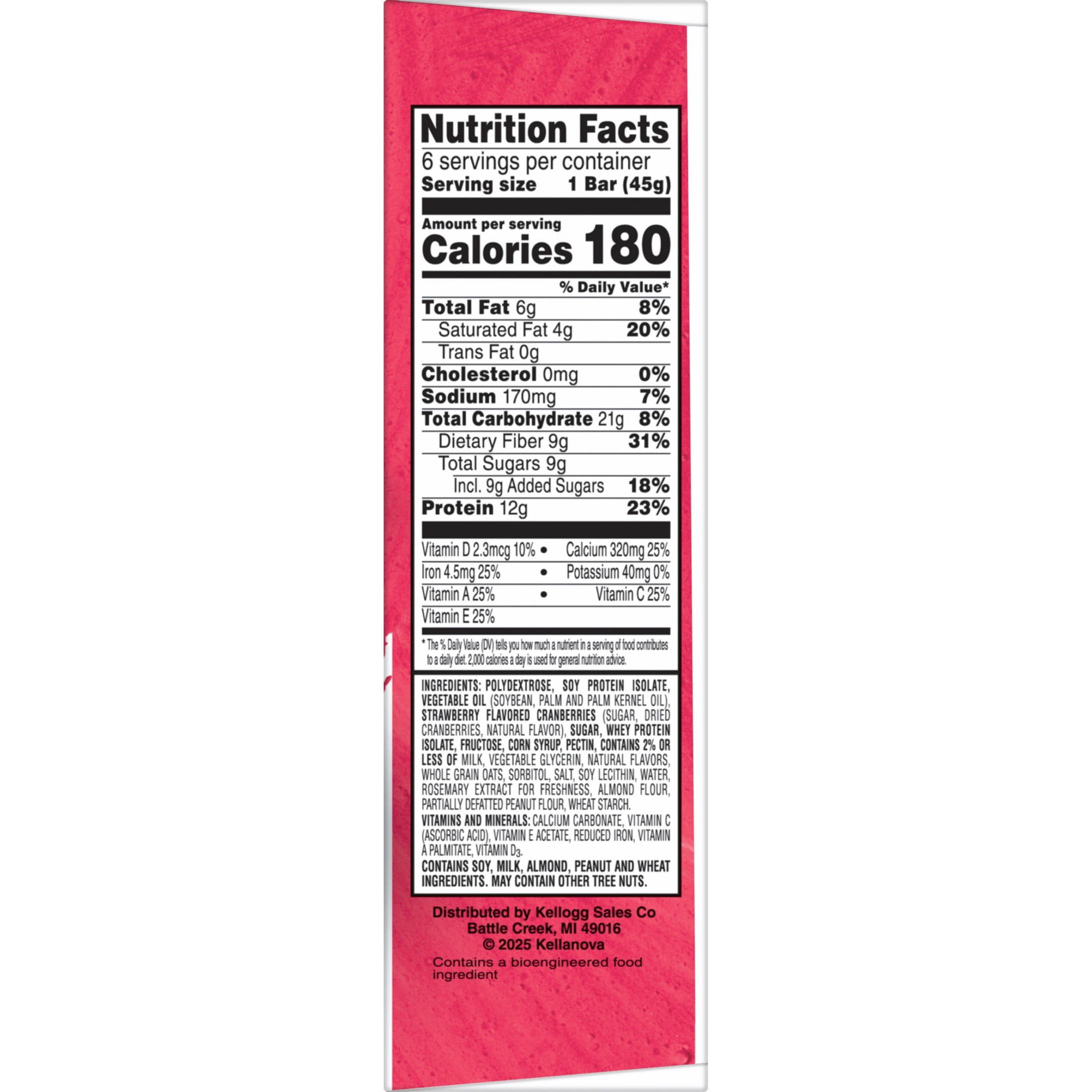(2 pack) Special K Bar Strawberry Chewy Protein Meal Bars, 12g Protein Snacks, 9.5 oz, 6 Count