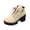 Beige, variant on Beige Ladies Casual Winter Ankle Boots Solid Color Round Toe Front Lace Up Side Zipper Chunky Heel High Heel Ankle Boots Beige