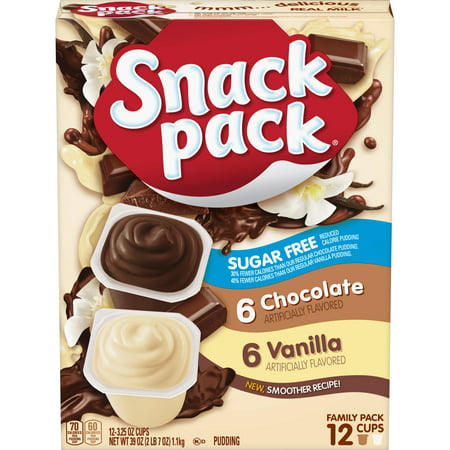 Snack Pack Sugar-Free Vanilla & Chocolate Pudding Cups 3.25 Oz. 12
