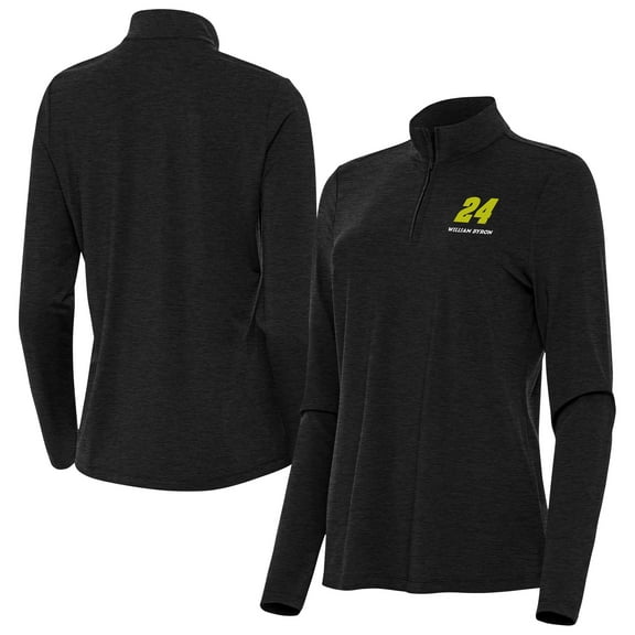 Women's-Antigua  Heather Black William Byron Bright Quarter-Zip Top