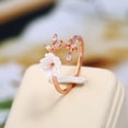 thumbnail image 2 of Temperamento Flores Rose Gold Leaves Zircon Hermoso Anillo Ramas Anillos, 2 of 5