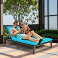 thumbnail image 5 of Costway 2-Person Patio Rattan Lounge Chair Chaise Recliner Adjustable Cushion Turquoise, 5 of 12