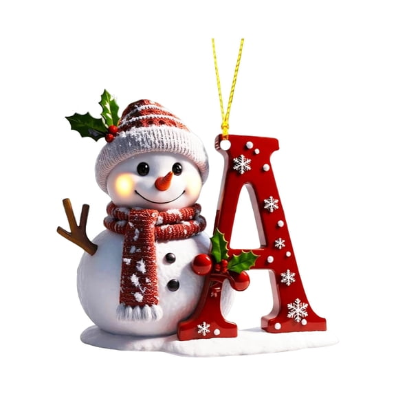 Snowman Initial Ornaments,26 Letter Ornaments Christmas Tree Decorations,2D Custom Christmas Ornament,A-Z Letter Decorations,3.54" Xmas Stocking Stuffers Gifts for Kids Adults JASKFLY