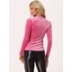 thumbnail image 3 of Blusas de terciopelo para mujer Blusa de manga larga con cuello simulado y purpurina metálica Rosa Caliente M, 3 of 5
