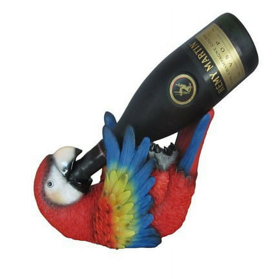 Rio Rainforest Jungle Red Scarlet Macaw Parrot Wine Bottle Holder Caddy Figurine