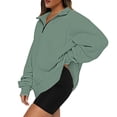thumbnail image 6 of QASIEATN Hoodies for Graceful Women Fashion, Long Sleeve Tops Quarter Zip Pullover Drop Shoulder Sweatshirts Fall Trendy Outfits Vintage Solid Color Clothes, Womens Fall Tops, 6 of 6