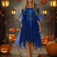 thumbnail image 2 of UoCefik Gothic Dresses for Women Cold Shoulder Butterfly Sleeve Lace Up Suspender Halloween Gothic Dresses Vintage Medieval Evening Dress, Blue 3XL, 2 of 7