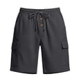 thumbnail image 3 of Mens Cargo Shorts Drawstring Elastic Waist Relaxed Fit Multi Pockets Stretch Casual Summer Outdoor Hiking Shorts,Sizes M-3XL, 3 of 5