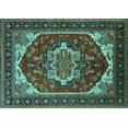 thumbnail image 1 of Ahgly Company Machine Washable Indoor Rectangle Oriental Turquoise Blue Industrial Area Rugs, 7' x 10', 1 of 4