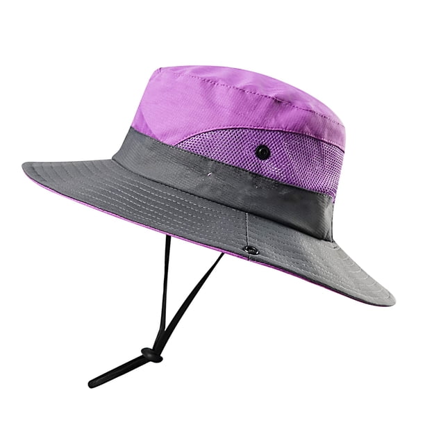 Sombreros de sol plegables con protección UV para exteriores para mujer, sombrero de pesca de playa de ala ancha de malla con orificio para cola de caballo