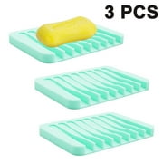 Clearance：3pcs Soap Dish Shower Waterfall Soap Tray Soap Saver Soap Holder Drainer Flexible Silicone for Shower/Bathroom/Kitchen/Counter Top,Easy Cleaning