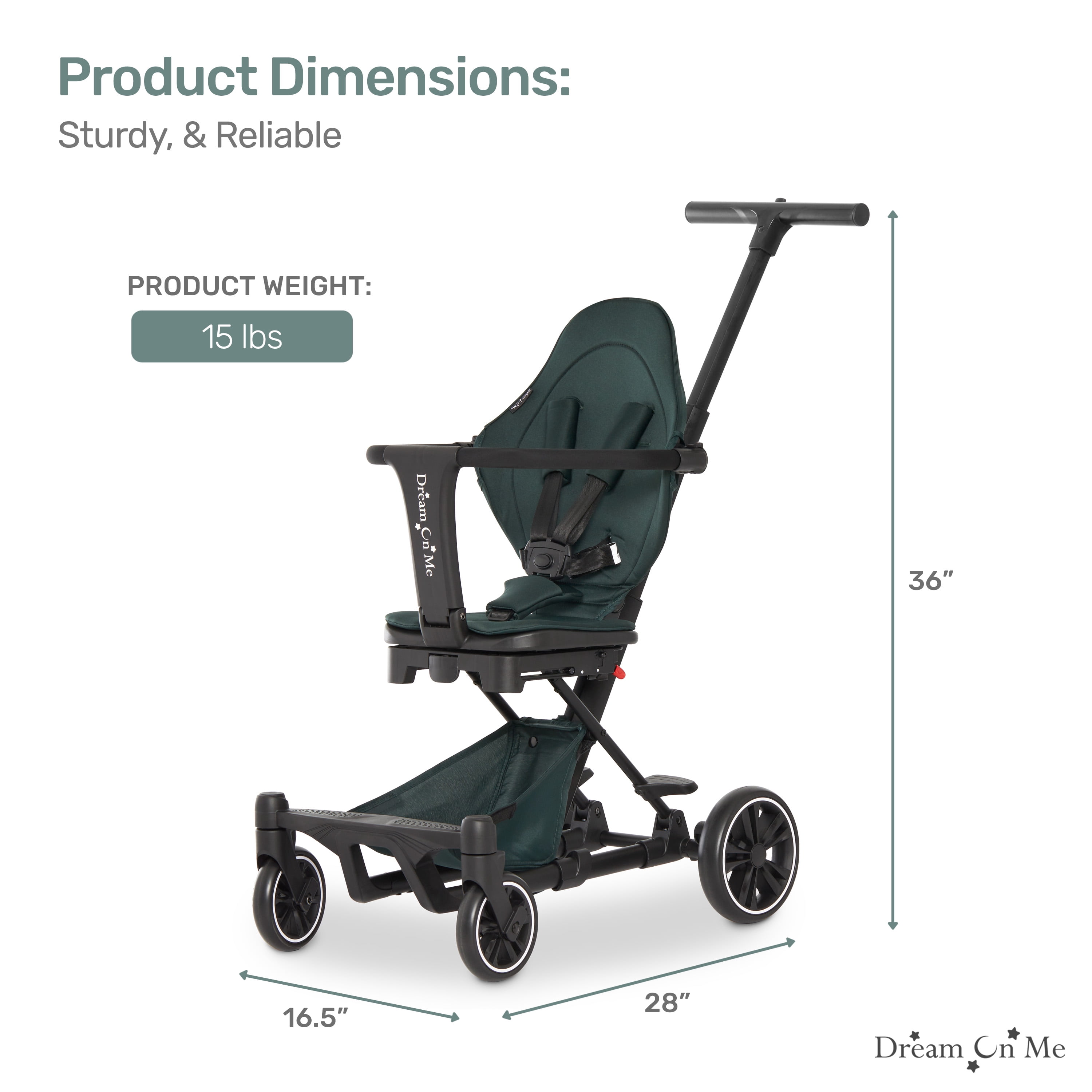 Dream On Me Drift Rider Stroller In Emerald Green