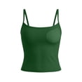 thumbnail image 6 of Tank Tops with Built in Bras Padded Summer Spaghetti Strap Sleeveless Cami Undershirts Fitted Basic Workout Shirts Featuring Soft Stretch Fabric Dark Green L, 6 of 7