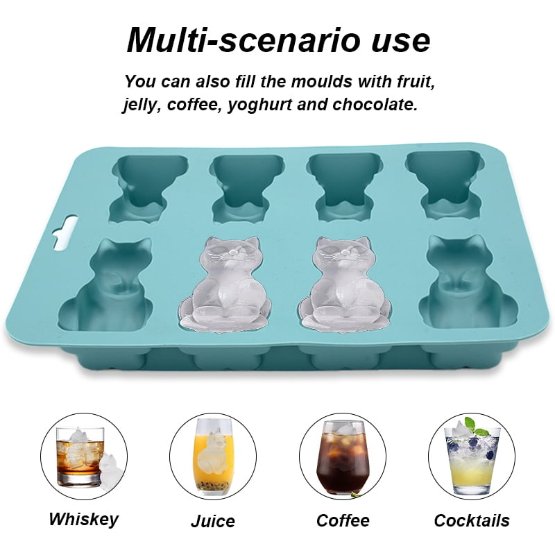 1pc 3D cat ice cube mold, easy to release silicone ice hockey machine, suitable for cold drinks, whiskey, and cocktails, BPA fre