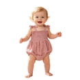 thumbnail image 5 of RMGVDSD Infant Baby Girl Romper Summer Sleeveless Spaghetti Straps Newborn Bodysuit Lightweight One-Piece Outfit Solid Color Clothes 0-3 Months, 5 of 6