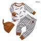 thumbnail image 1 of Worallymy 2 piezas ropa de bebé niño infantil manga larga Top rayas pantalones sombrero gorra, 80 cm Worallymy JD735801518, 1 of 7