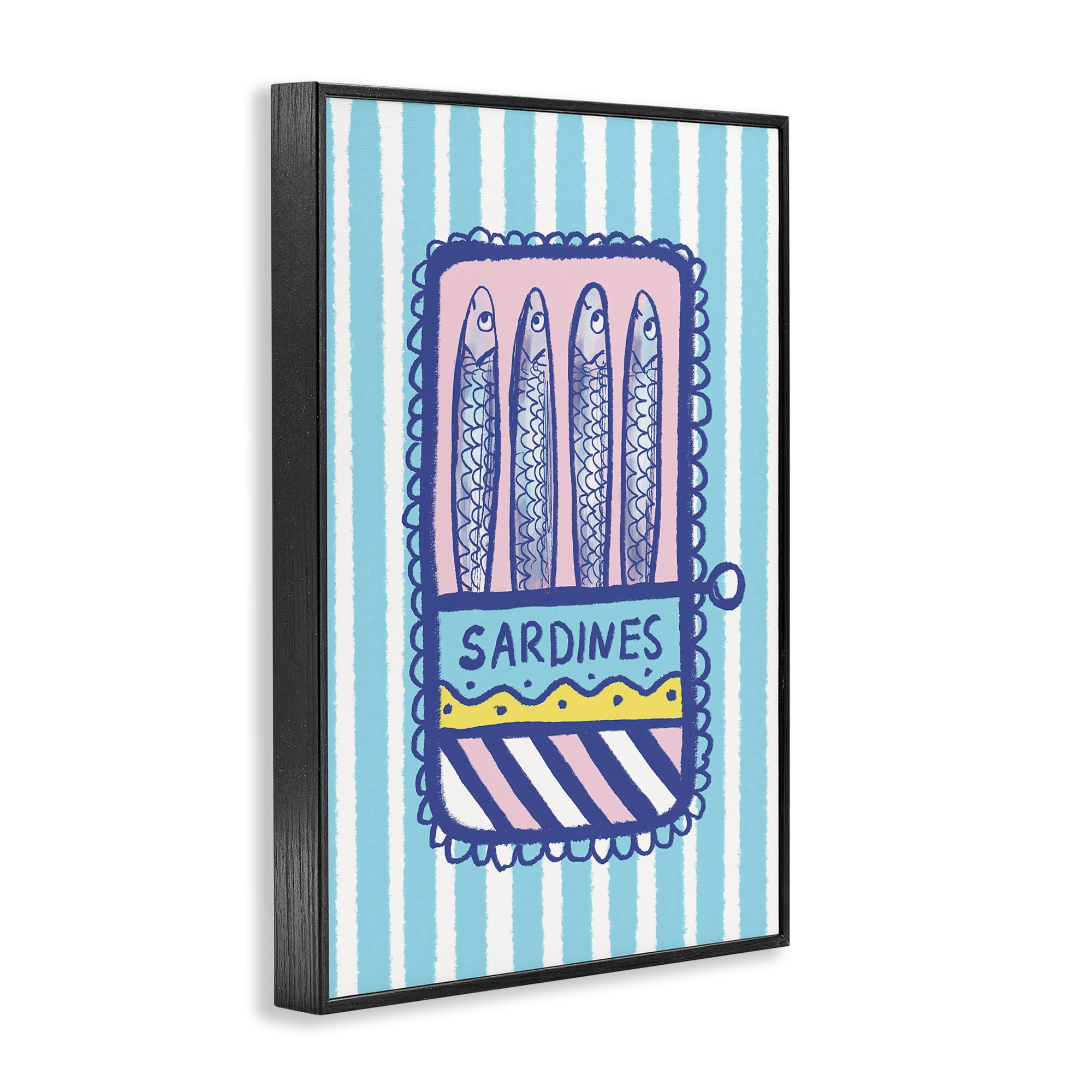 Stupell Industries Pastel & Stripes Sardines Black Framed Giclee Art, design by Florentina Dolci