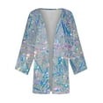 thumbnail image 5 of Amidoa Sparkly Cardigans for Women Lightweight Long Sleeve Blue Long Open Front Summer Cardigans Sweaters for Women L, 5 of 5