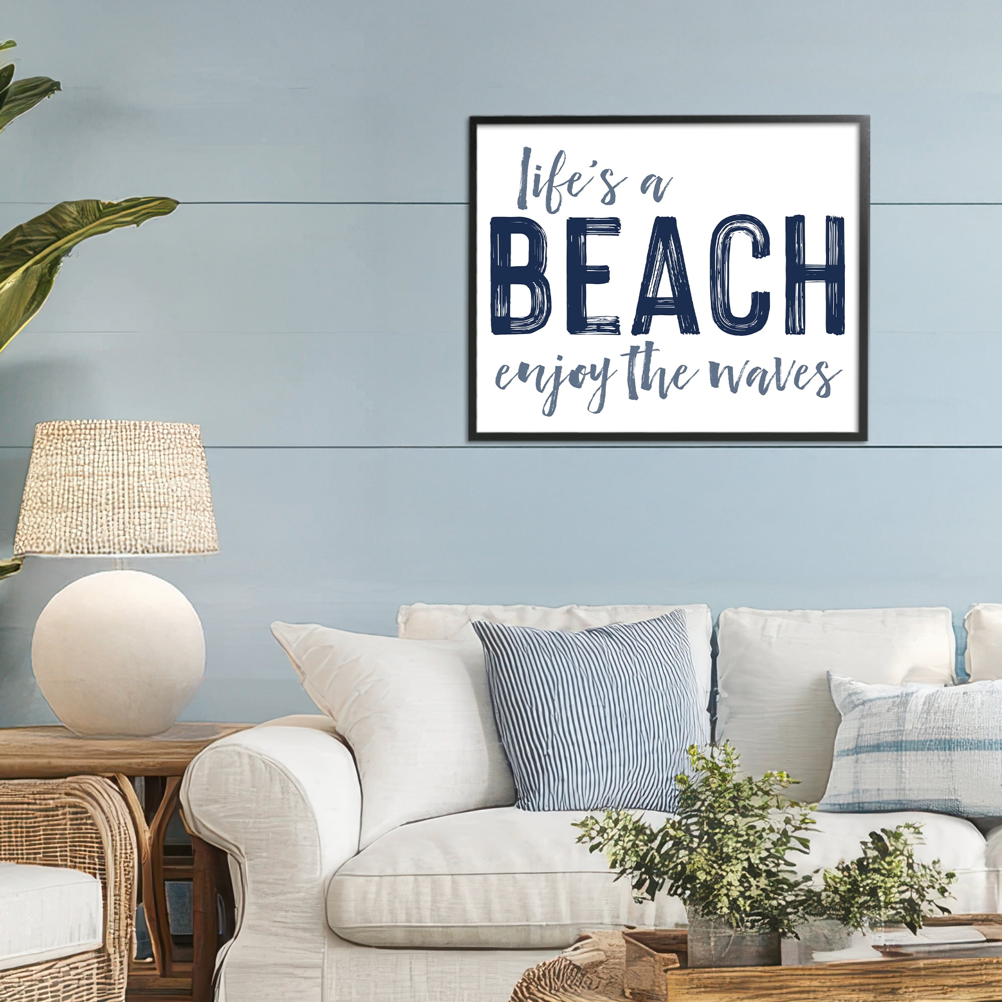 Summer Sentiment Enjoy Waves Black Framed Giclee Art, design by Lettered and Lined
