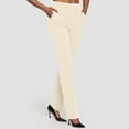 thumbnail image 4 of felwors Womens Dress Pants Stretchy Business Casual Flare Trousers Petite Lightweight Pull On Office Slacks with Pockets Beige, M, 4 of 5