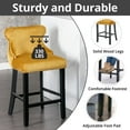 thumbnail image 3 of Velvet Counter Height Bar Stools Set of 2, Upholstered Barstools with Button Tufted Back and Nailhead Trim, Modern Wing-Back Counter Height Chair for for Kitchen, Home Bar, Dining Room, Gold, 3 of 7