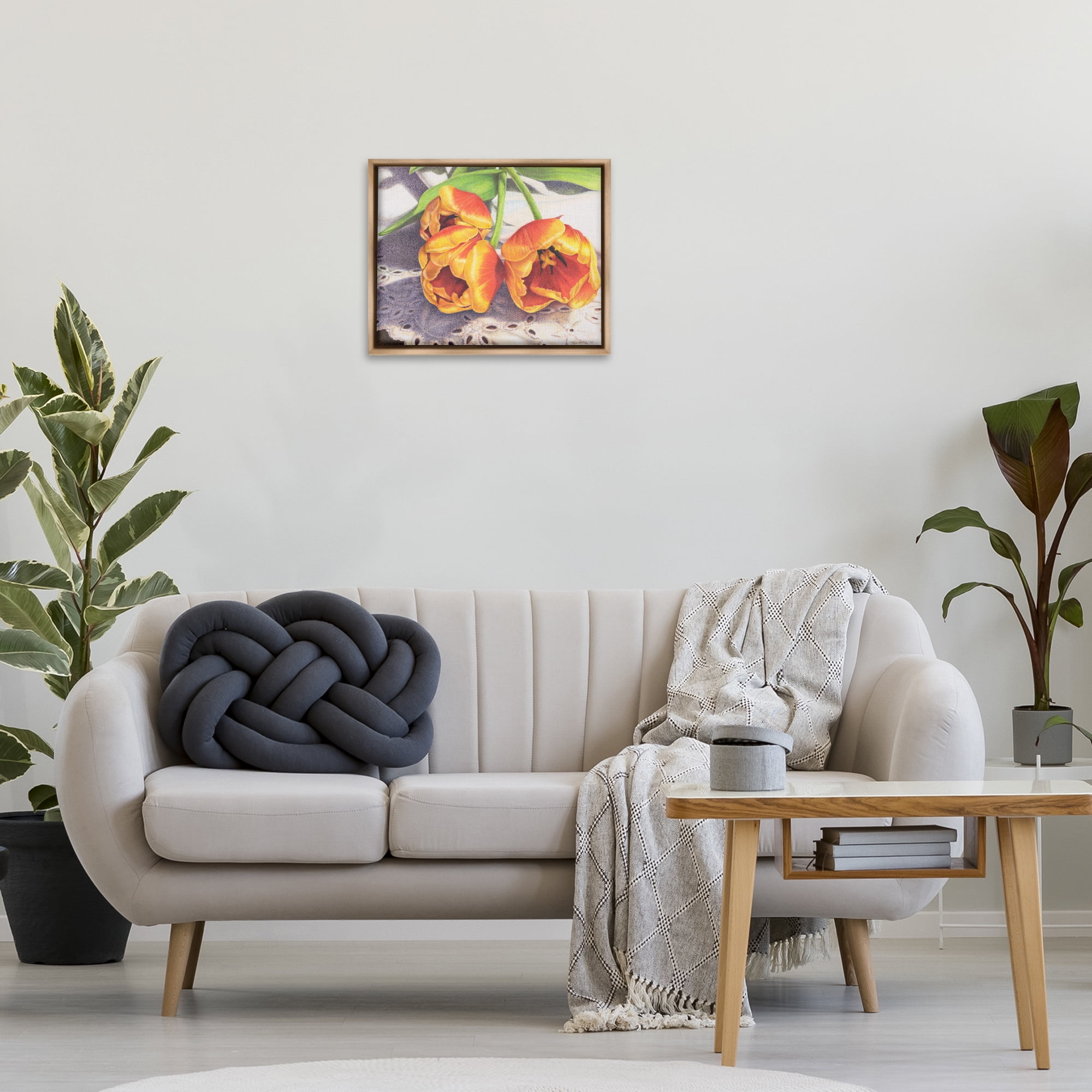 Stupell Industries Three Of A Kind Botanical & Floral Painting Brown Floater Framed Art Print Wall Art, 21 x 17