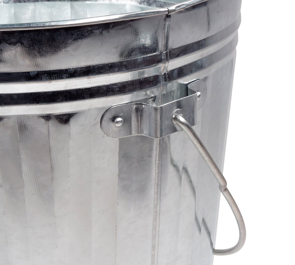 Galvanized Trash Can w/ Lid Ideal for Trailers - 4 Gallon Steel Mounted Small Outdoor Garbage Can for Home, Office, Bathroom, Kitchen - Fire and Heat Resistant