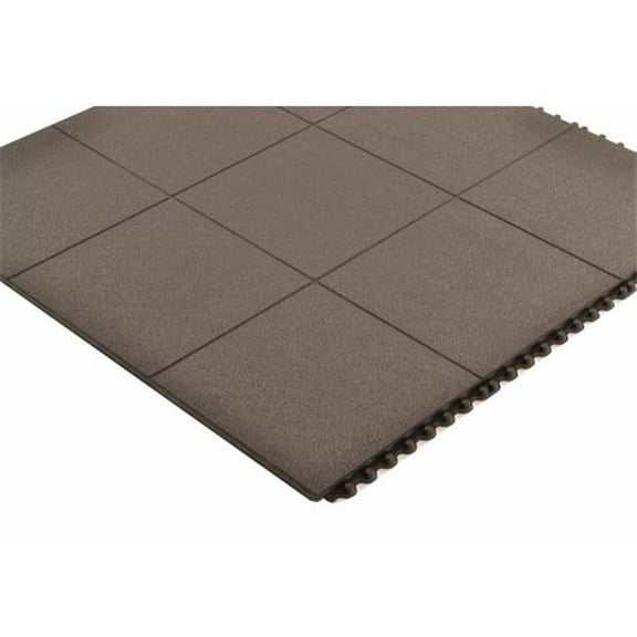 Interlocking Antifatigue Mat Tile, Rubber, 3 ft W x 3 ft L, 3/4 in Thick