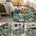 thumbnail image 5 of Green Palm Leaves Round Area Rug 7 FT, Non Slip Living Room Area Carpet, Summer Tropical Leaf Vintage Washable Soft Circular Rug Non-Shedding Floor Carpet for Bedside Office Play Room Classroom, 5 of 9