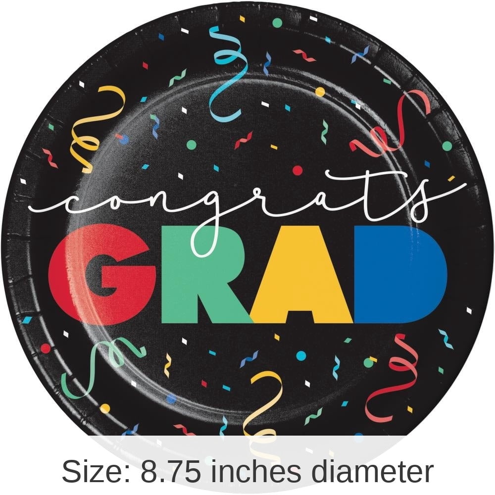 96/Case Bulk Grad Cap Toss Paper 8.75" Dinner Plate