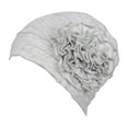 thumbnail image 1 of GUOOL For Ladies Solid Elastic Flower Hat Turban Chemo Cancer Hair Loss Cap Head Wrap light grey, 1 of 9
